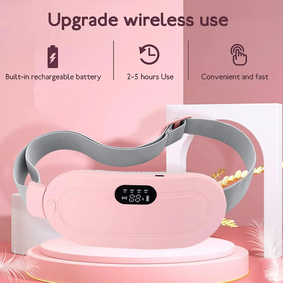 Portable Cramp Relief Belt with Heat & Vibration Therapy – Rechargeable USB Type-C