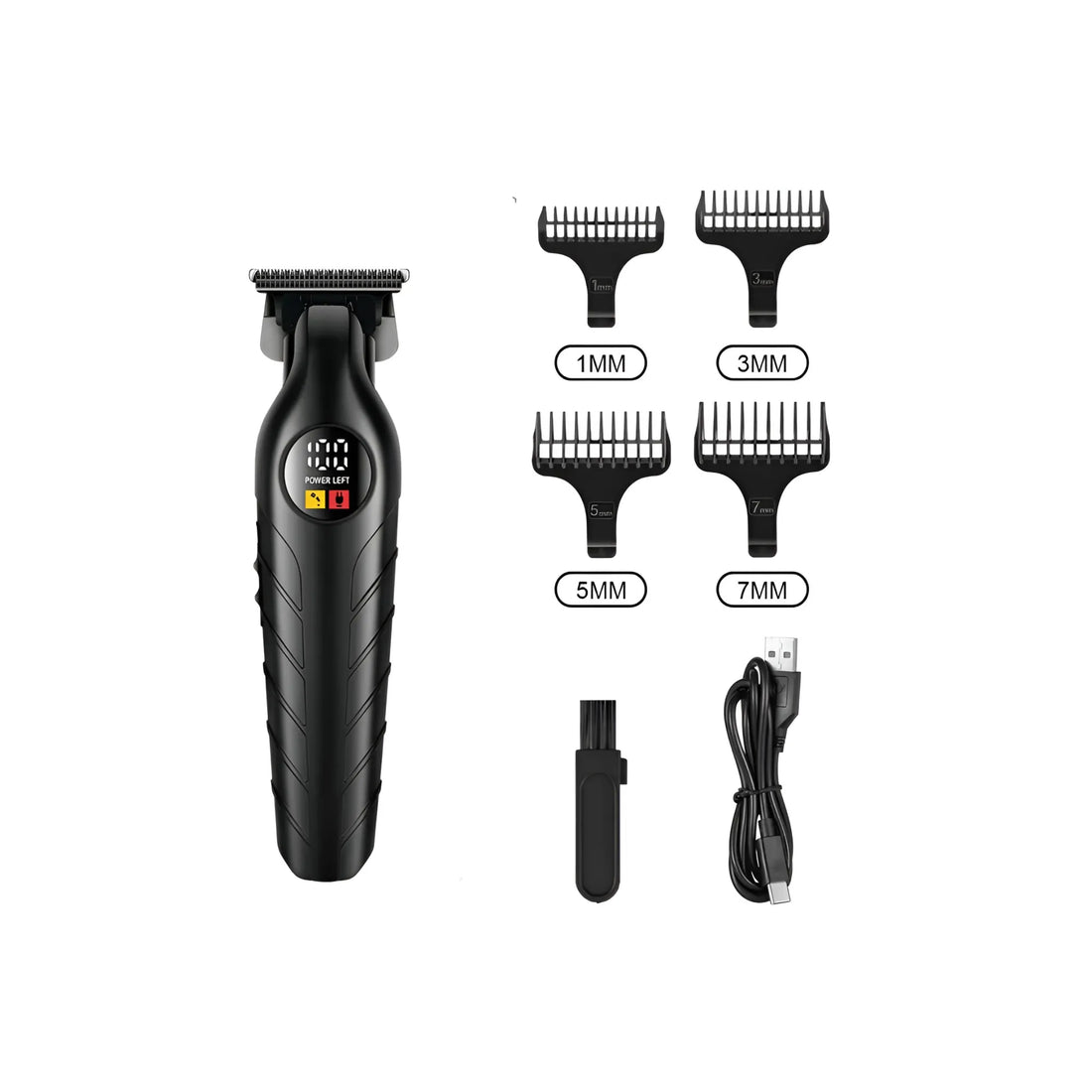 Digital Professional Hair Clipper & Beard Trimmer – Rechargeable Grooming Kit with 4 Guide Combs