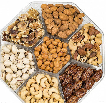 Glass Box Dry Fruit Gift - Premium Quality - 10 Compartments ( Chalgoza,Kaju, Pista, injeer, Pumpkin seeds, Badam, Akhrot, Khajoor, Kishmish, Khubani )