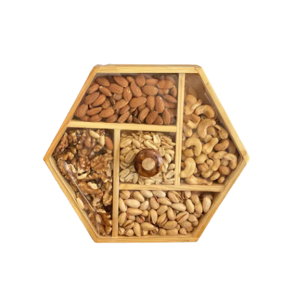 Glass Box Dry Fruit Gift - Premium Quality - 10 Compartments ( Chalgoza,Kaju, Pista, injeer, Pumpkin seeds, Badam, Akhrot, Khajoor, Kishmish, Khubani )