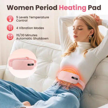 Portable Cramp Relief Belt with Heat & Vibration Therapy – Rechargeable USB Type-C