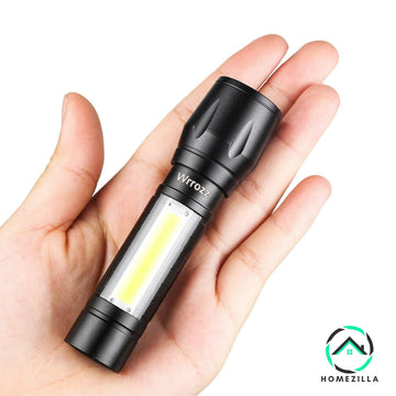 Mini Rechargeable LED Flashlight – USB Torch with COB Side Light, Super Bright High Lumens, Zoomable Portable Pocket Torch for Camping & Emergency