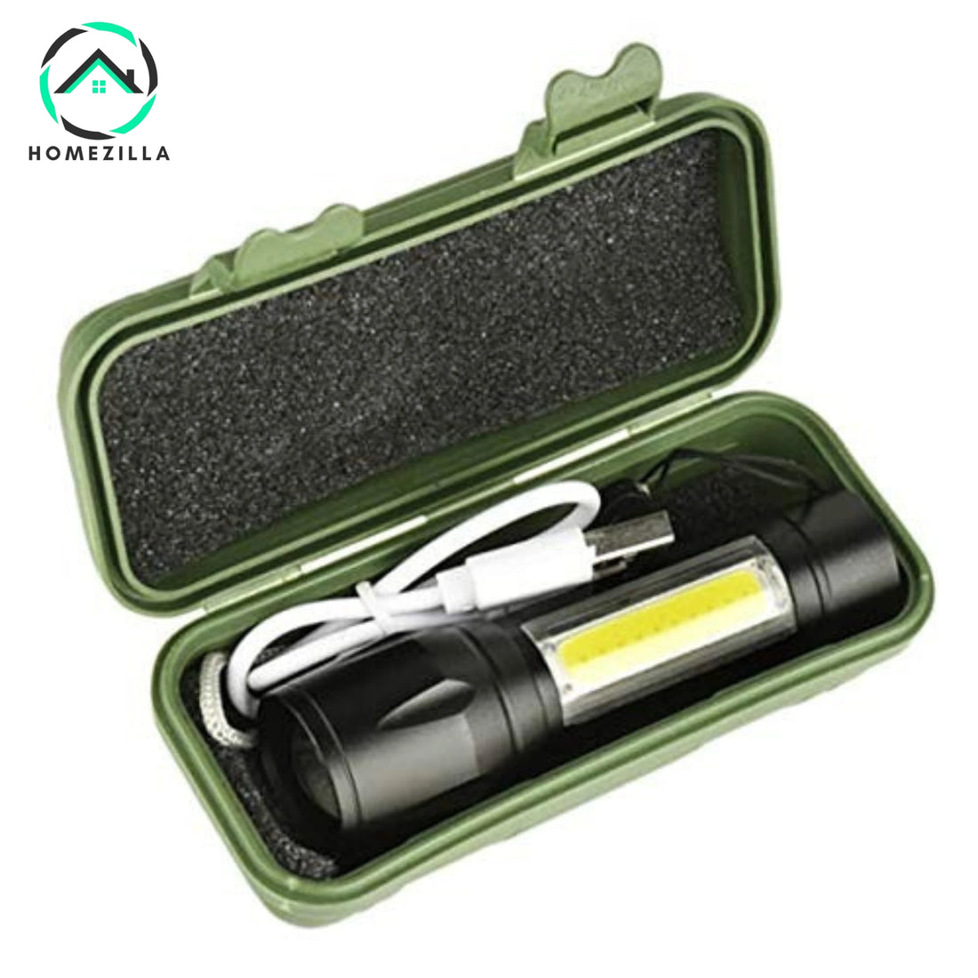 Mini Rechargeable LED Flashlight – USB Torch with COB Side Light, Super Bright High Lumens, Zoomable Portable Pocket Torch for Camping & Emergency